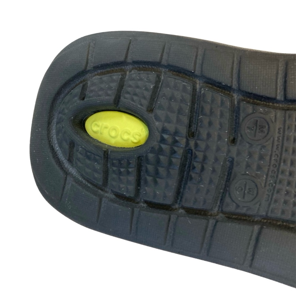 CROCS Lightride Black Splatter Neon Yellow Thong Slip-on Flip Flops - Picture 10 of 10